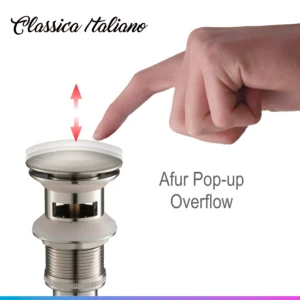 Afur wastafel pop-up overflow stainles chrome hitam putih gold