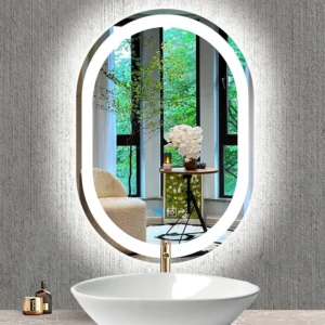 Cermin LED sentuh oval J-07