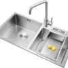 RINOKS DB-7843 bak cuci piring stainless 2 lubang dengan tempat pisau