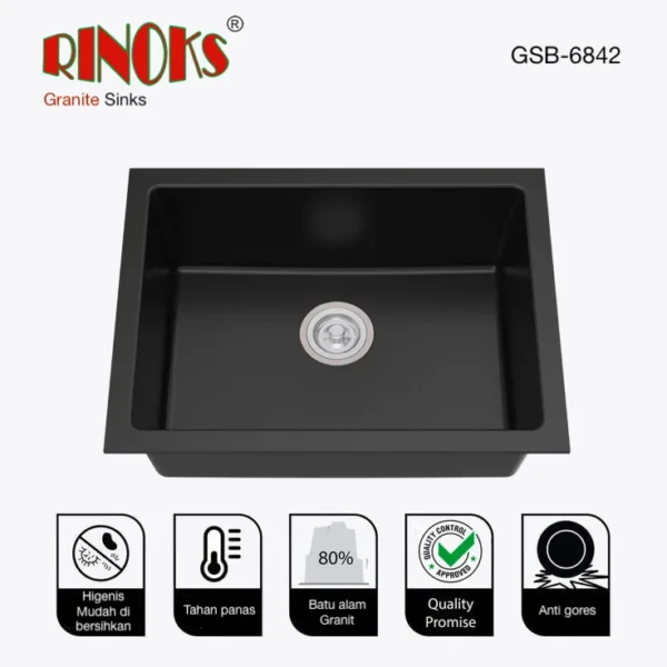 Granit kitchen sink hitam RINOKS 6842