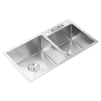 RINOKS DB-7843 bak cuci piring stainless 2 lubang dengan tempat pisau