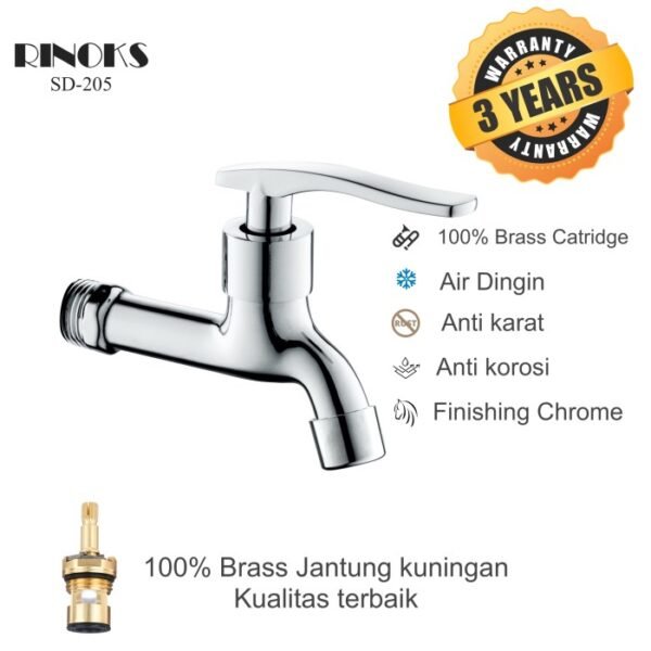 RINOKS Keran cuci tangan wall mount stainless kuningan SD-205