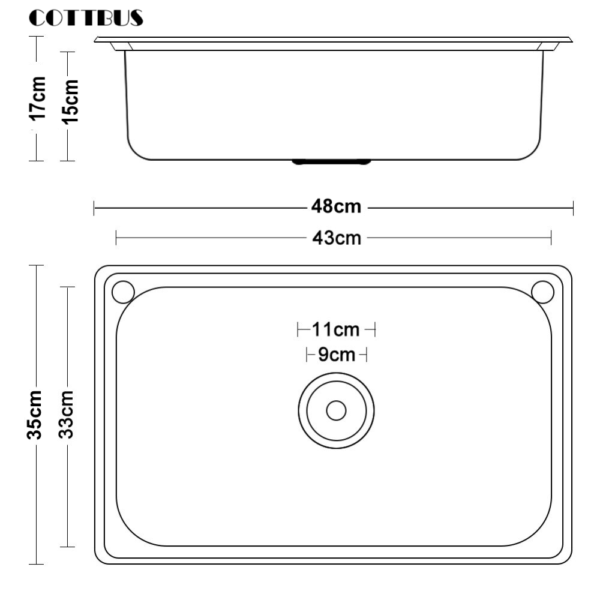 4835-sketch.png Termurah Bak cuci piring stainles 50x40 bonus afur + siphon