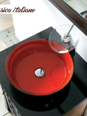 Classica Italiano wastafel kaca cuci tangan modern + afur pop-up
