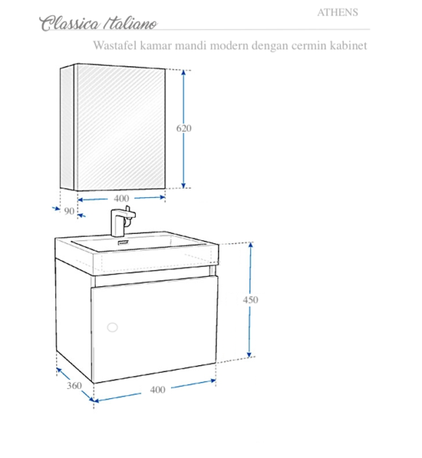 Kabinet wastafel kamar mandi lengkap CLASSICA ITALIANO modern anti air
