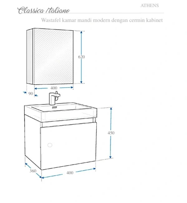 Athens-Classica-Italiano-wastafel-kabinet-rak-cermin-kamar-mandi Kabinet Wastafel Aluminium Athens Sketch