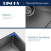 Bak cuci piring RINOKS Kitchen Sink mewah minimalis hitam nano black