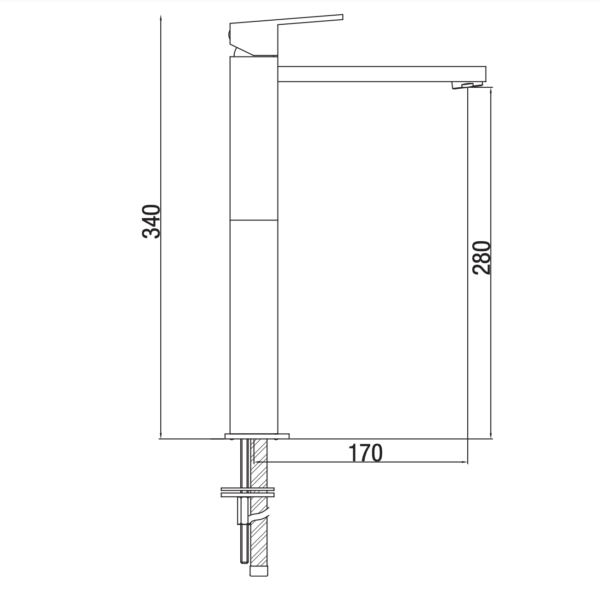 ITL-7206-C-Classica-Italiano-kran-dingin-stainles-brushed-30cm-sketch.png Keran wastafel ITL-7206 Brushed Classica Italiano stainles anti karat