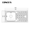 Kitchen sink dapur RINOKS wastafel cuci piring 1 lubang sayap stainles 100cm anti karat anti korosi
