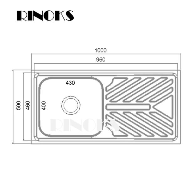 Kitchen sink dapur RINOKS wastafel cuci piring 1 lubang sayap stainles 100cm anti karat anti korosi