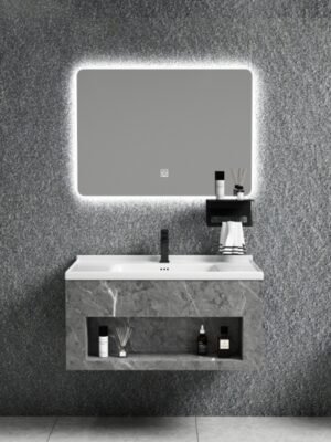 Wastafel kabinet stainles MITILINI-AM Classica Italiano + cermin LED