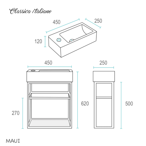 Wastafel kabinet set MAUI Classica Italiano rak kamar mandi modern