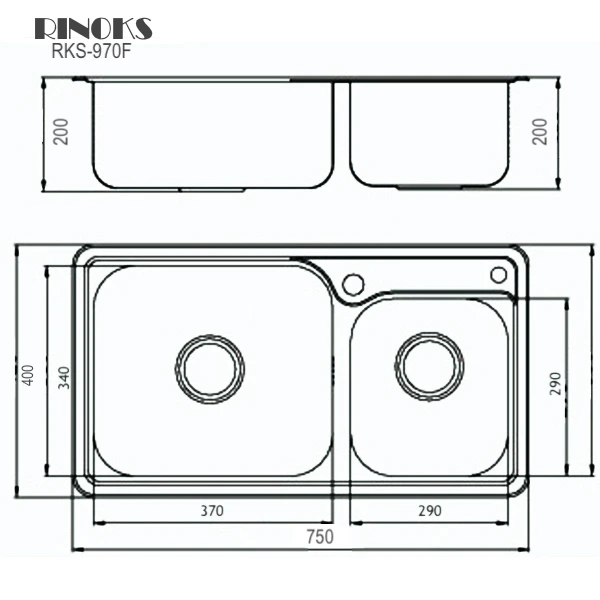 RINOKS-RKS-970-bak-cuci-piring-Sketch Kitchen Sink RINOKS RKS-970 Sketch