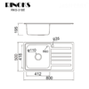 Wastafel dapur RINOKS 1 lubang sayap kithcen sink stainles tebal anti karat 80cm