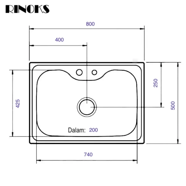 Kitchen Sink RINOKS RKS-635 bentuk khusus sketch