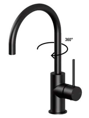 RINOKS Keran dapur Angsa fleksibel Stainless 304 kuningan hitam