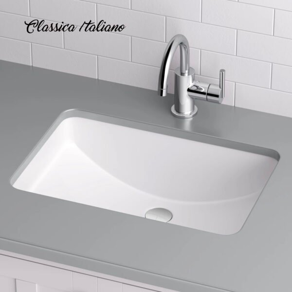 Classica Italiano Wastafel keramik tanam under-counter putih anti noda