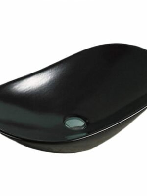 Wastafel cuci tangan oval keramik hitam mewah modern