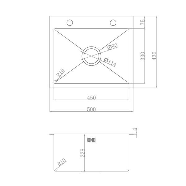 TR5043H-e1677039639989.jpg Kitchen sink RINOKS Bak Cuci Piring tebal Stainless anti karat SB-5043