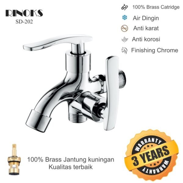 RINOKS Kran air cabang multi fungsi keran stainles kuningan anti karat