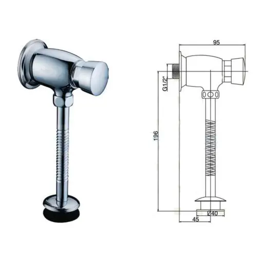 ak-932-OASENSE-push-kran-urinal-sketch.png Push kran urinals OASENSE AK-932 urinal flush valve