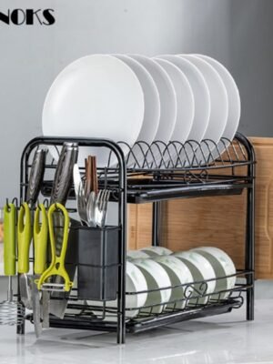 Rak pengering piring dapur rak multifungsi - 2 susun