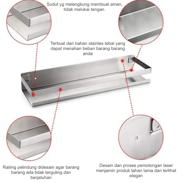 d-101-specs.png Classica Italiano rak sabun gantung rak dapur serbaguna stainles 304
