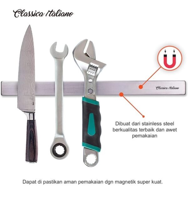d-105-classica-italiano-tempat-pisau-dinding-magnet-e1675647785962.jpg Classica Italiano tempat pisau dapur magnet tempel SUS 304 anti karat