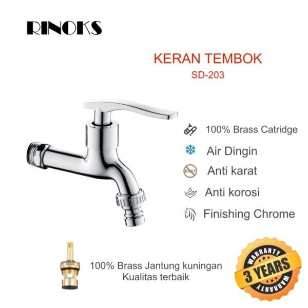 Keran Mesin Cuci kran taman selang RINOKS stainles kuningan anti karat
