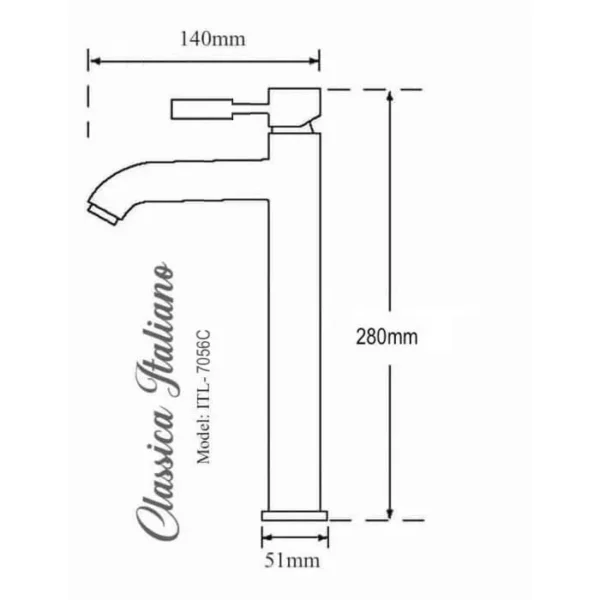Classica Italiano Keran stainles wastafel model bambu anti karat ITL-7056 sketch