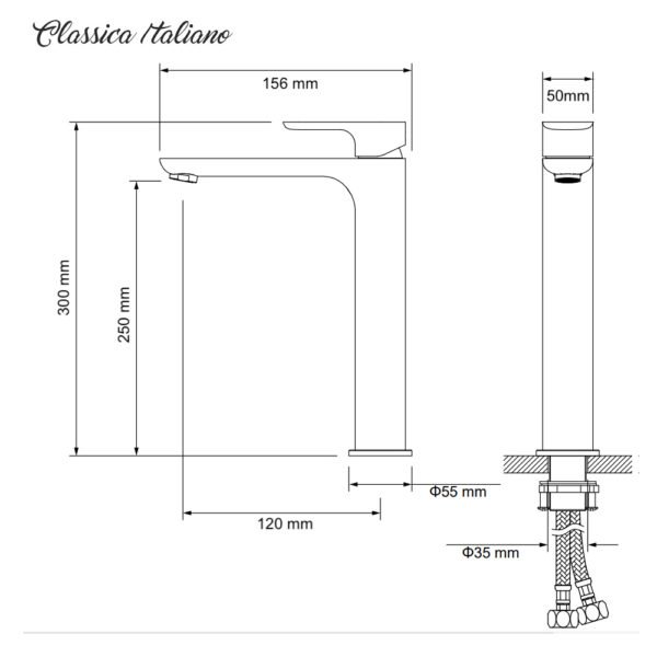 itl-7205c-sketch.jpg Keran mixer ITL-7205 Brushed Classica Italiano panas dingin