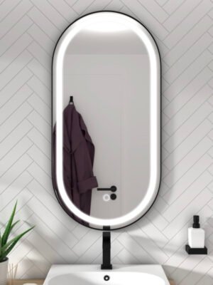 Classica Italiano kaca cermin mirror LED 50x90 oval teknologi sentuh