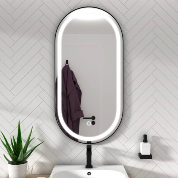 Classica Italiano kaca cermin mirror LED 50x90 oval teknologi sentuh