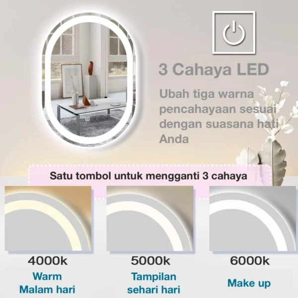Cermin LED sentuh oval J-07