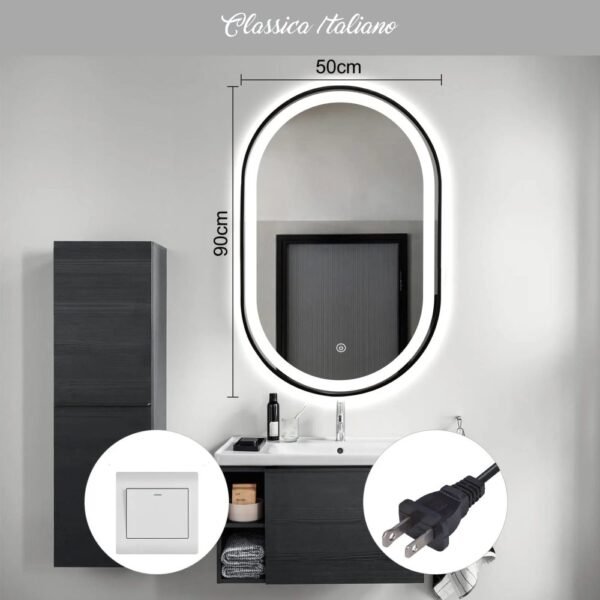 Classica Italiano kaca cermin mirror LED 50x90 oval teknologi sentuh