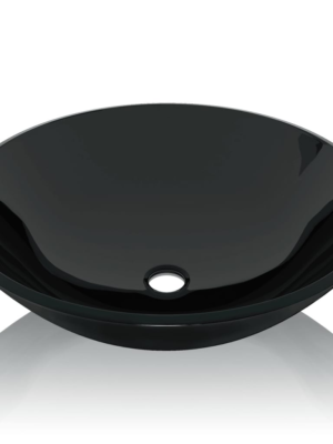 Classica Italiano Wastafel Kaca Bulat hitam modern anti noda