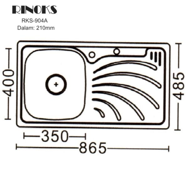 rks-904a-bak-cuci-piring-rinoks-sketch.jpg Bak cuci piring 1 lubang stainles + lubang kran sabun tebal anti karat