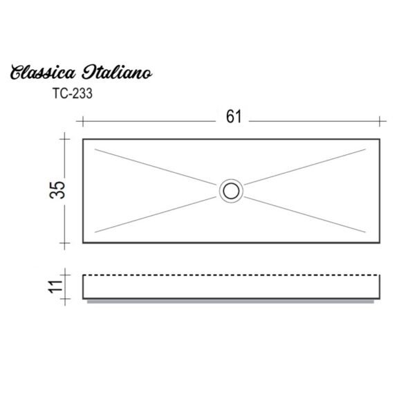 Classica Italiano Wastafel cuci tangan keramik kotak mewah hitam putih