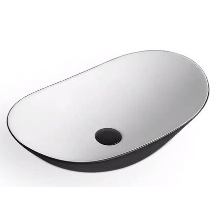 Wastafel oval hitam putih keramik mewah modern