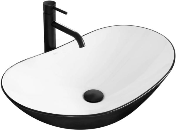 Wastafel oval hitam putih keramik mewah modern